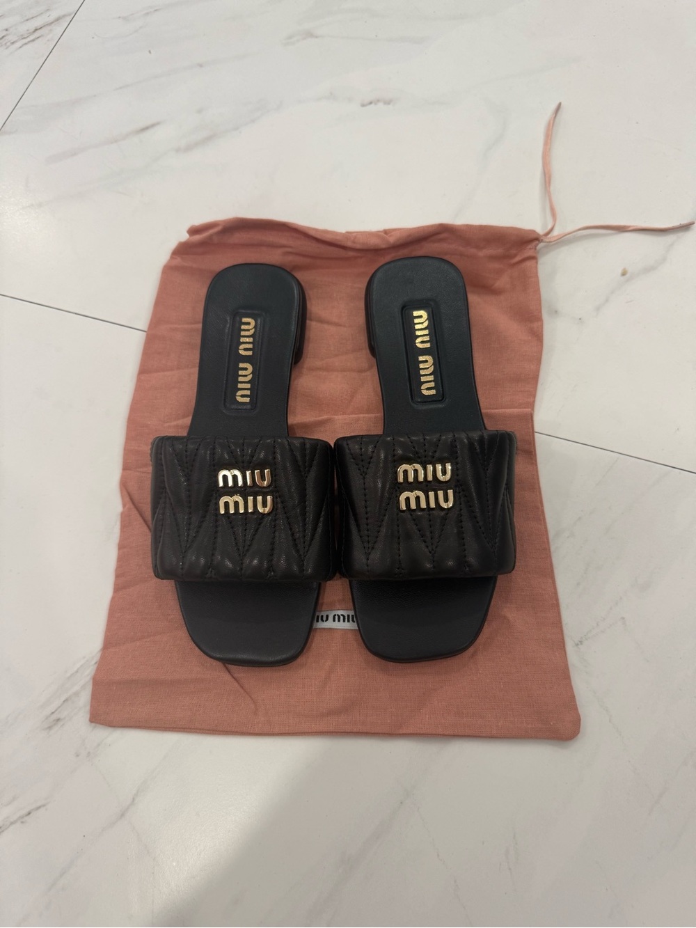 miu miu matelassé nappa leather slides Size 37, 38, 39